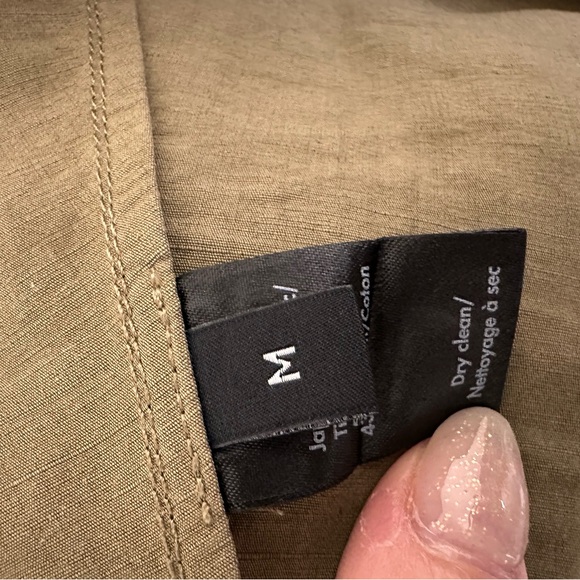 CO Cotton Linen Blend Elegant Olive Green Women's Dress Size M - Picture 4 of 6